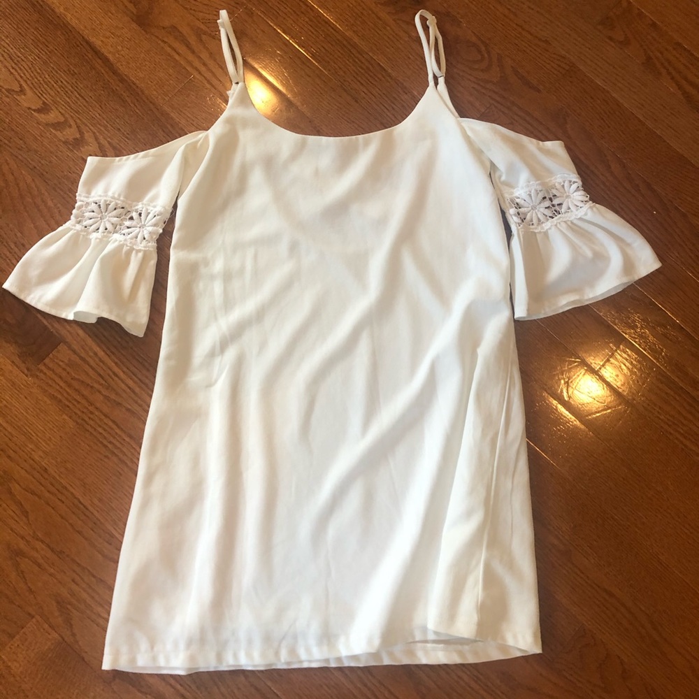 white open shoulder dress
